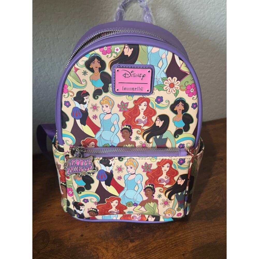 New With Tags Disney Groovy Princess Loungefly Mini Backpack Ariel Jasmine Tiana